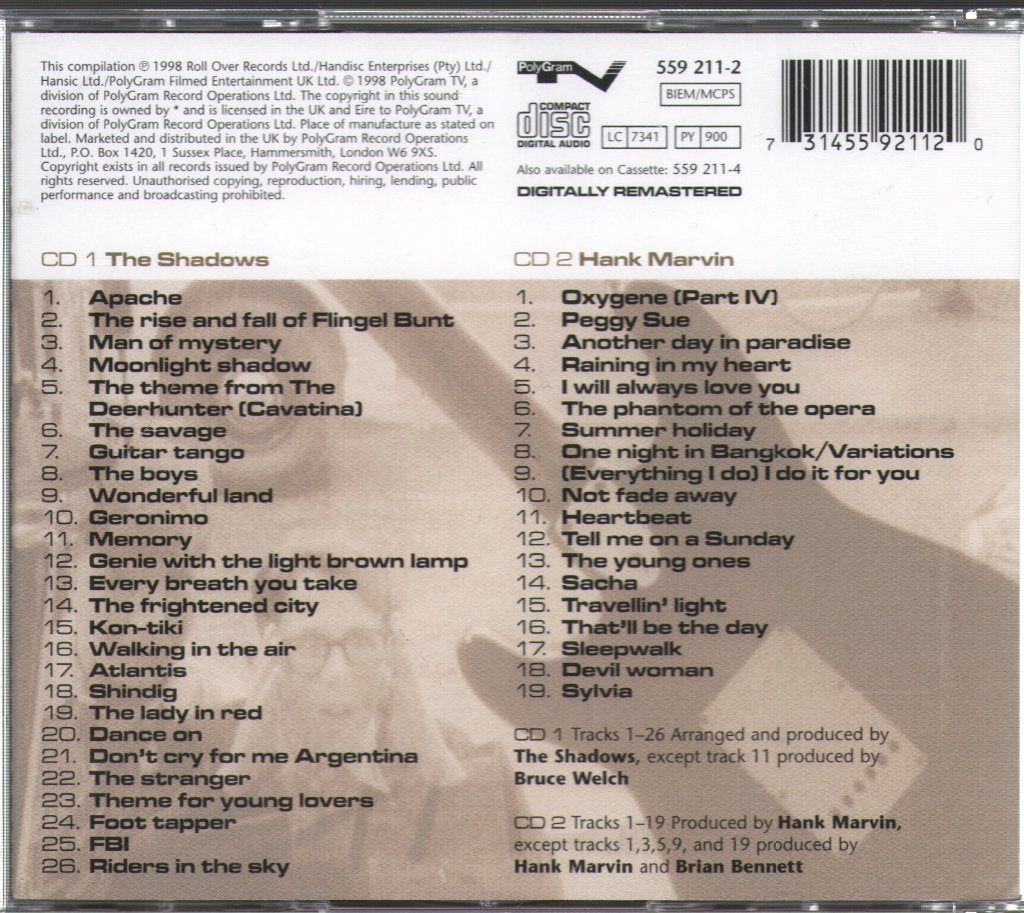Hank Marvin And The Shadows - Very Best Of Hank Marvin & The Shadows The First 40 Years - Double Cd