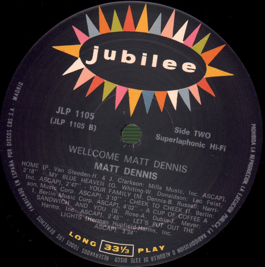 Matt Dennis - Welcome Matt - Lp