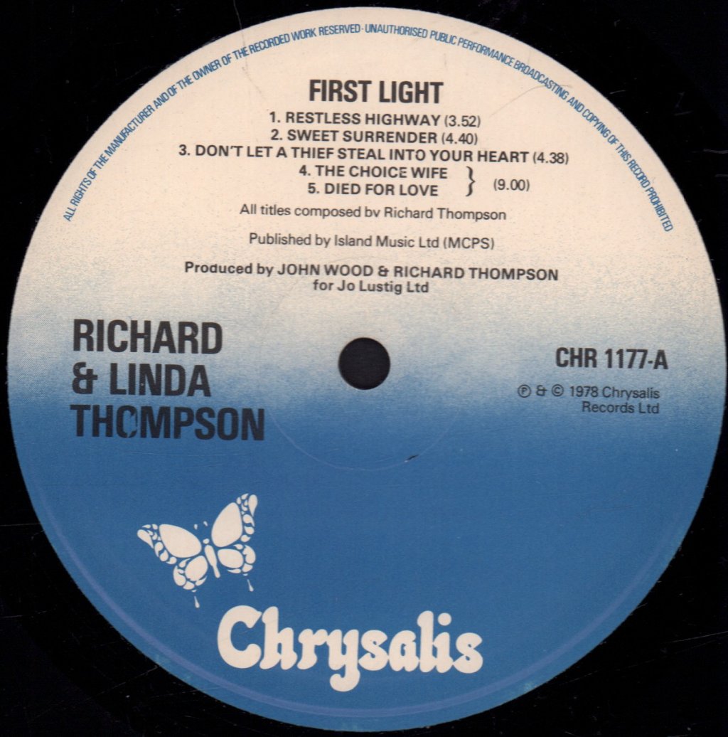 Richard And Linda Thompson - First Light - Lp