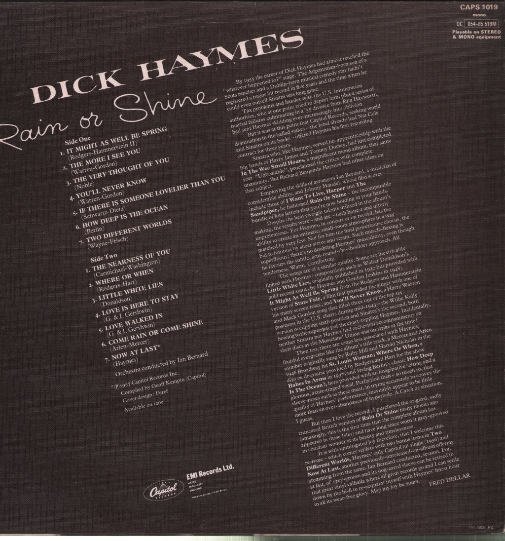 Dick Haymes - Rain Or Shine - Lp