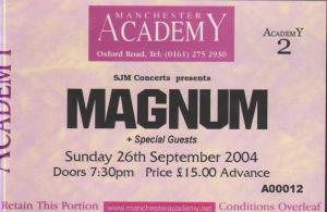 Magnum (Metal Group) - Manchester Academy 26Th September 2004 - Ticket