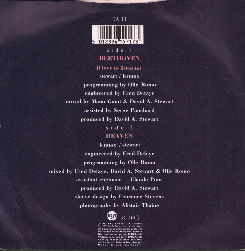 Eurythmics - Beethoven - 7 Inch