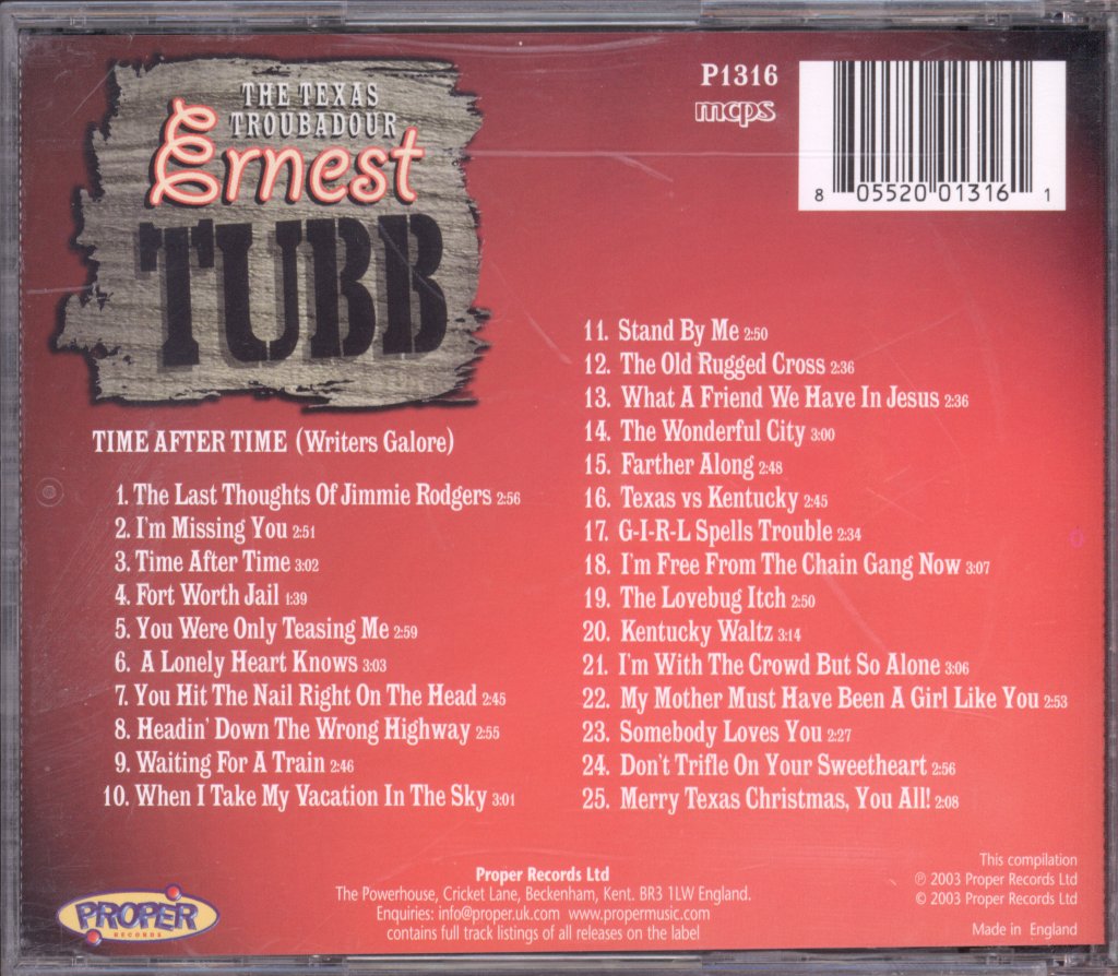 Ernest Tubb - Time After Time (Writers Galore) - Cd