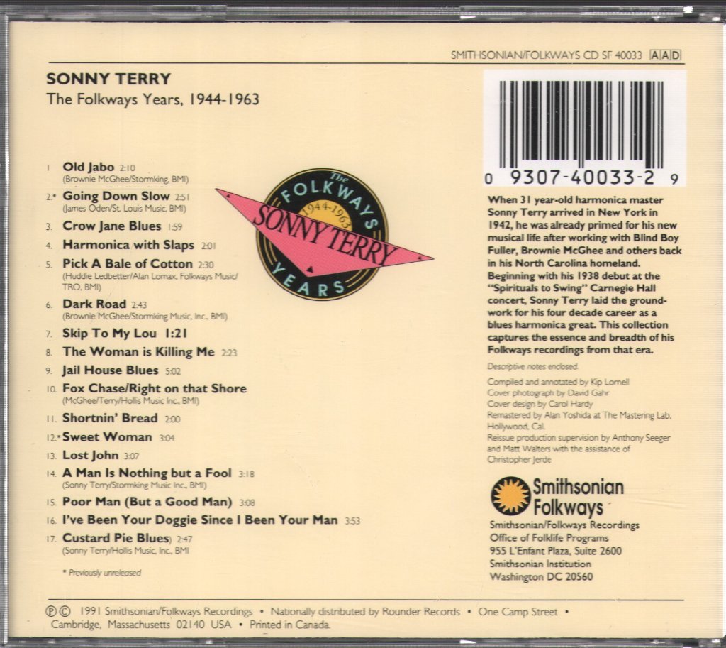 Sonny Terry - Folkways Years, 1944-1963 - Cd