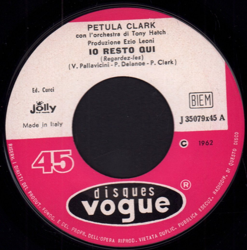 Petula Clark - Io Resto Qui / Ma ... - 7 Inch