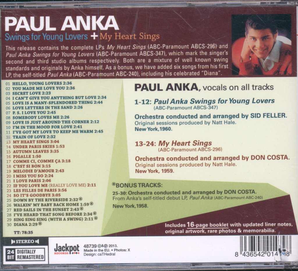 Paul Anka - Songs For Young Lovers / My Heart Sings - Cd