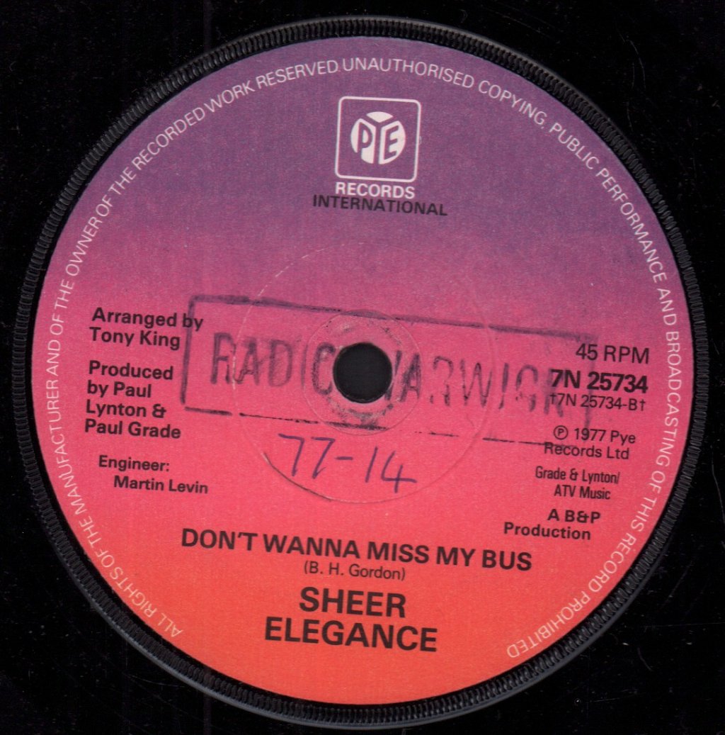 Sheer Elegance - Dance The Night Away - 7 Inch