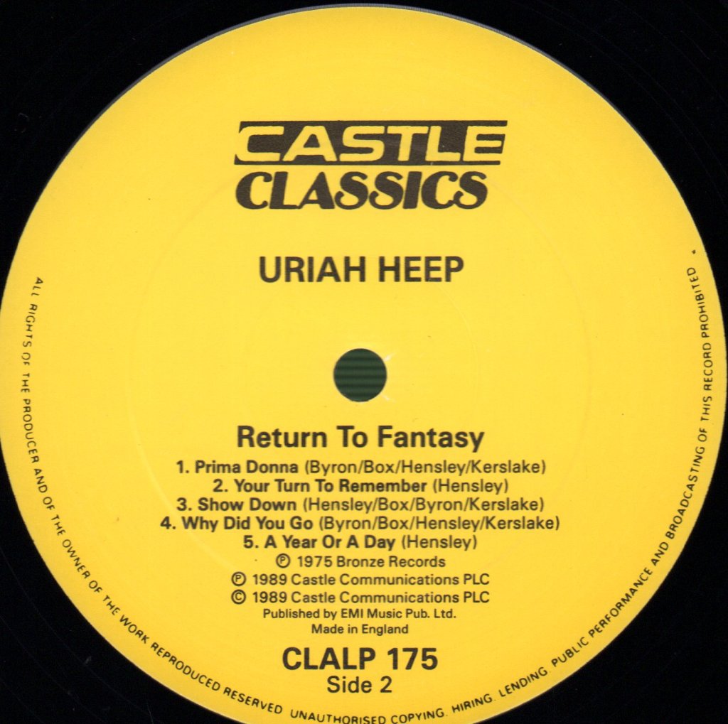 Uriah Heep - Return To Fantasy - Lp