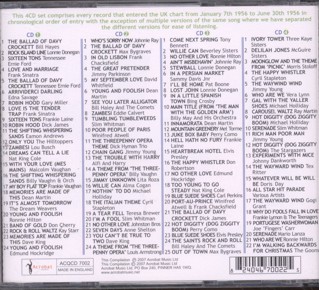 Various Artists - 1956 British Hit Parade - Britain's Greatest Hits Volume 5 - Part 1 - January - July - Cd Set