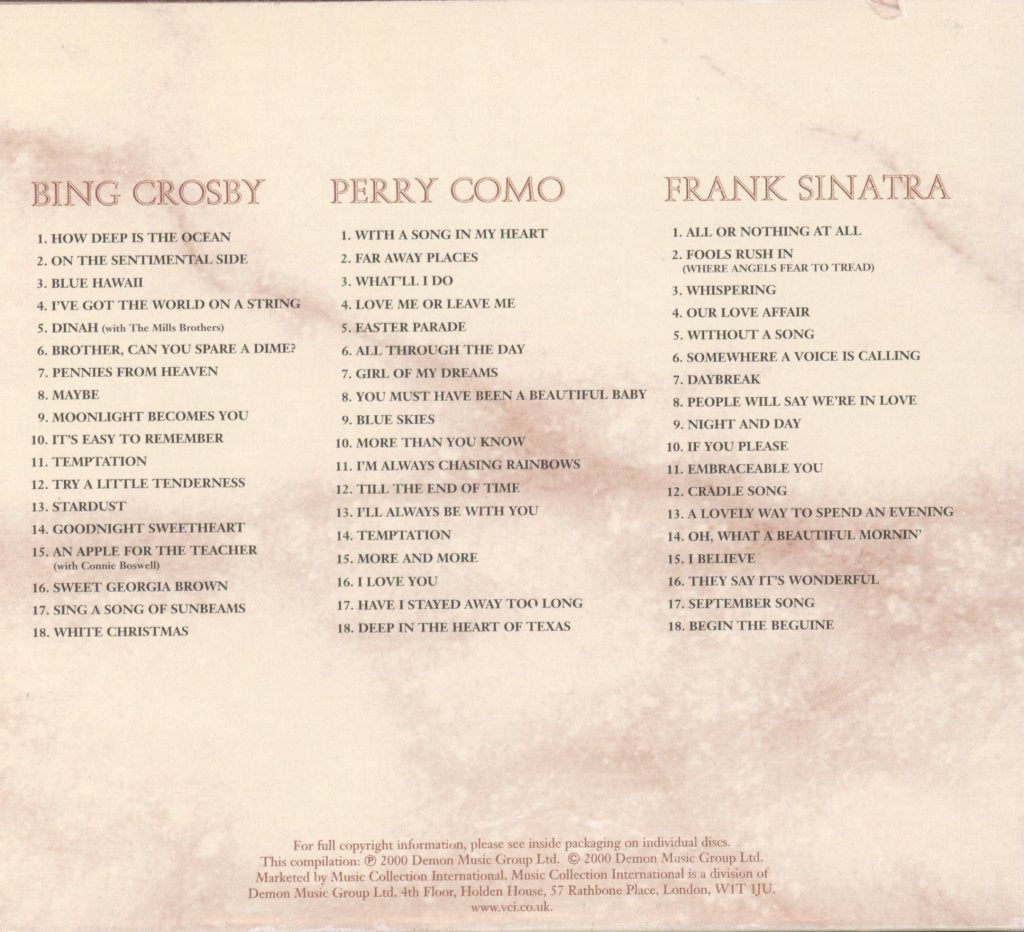 Bing Crosby, Perry Como, Frank Sinatra - 3 Crooners - Cd Set