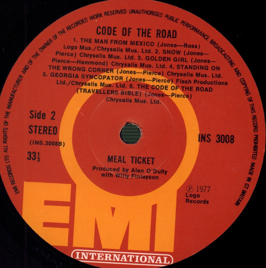 Meal Ticket - Code Of The Road - Lp