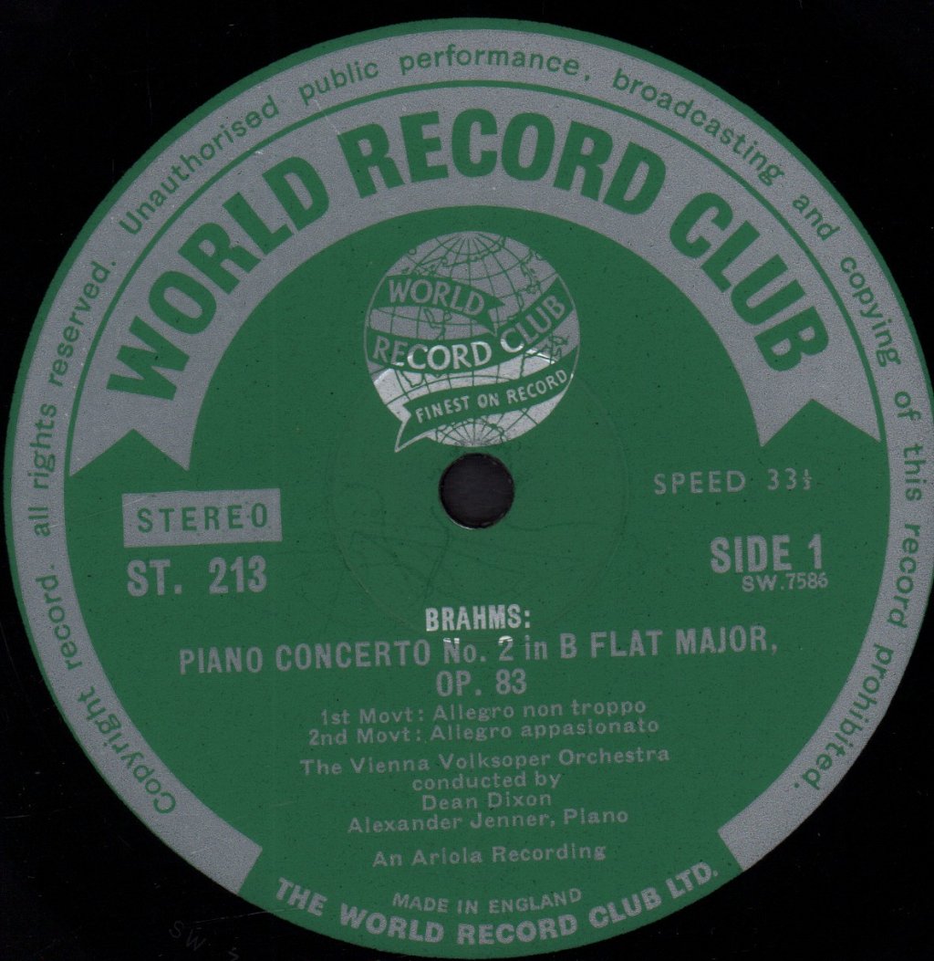 dean dixon - Conducts Brahms Piano Concerto No. 2 - Lp