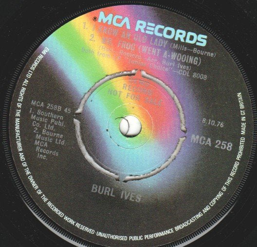 Burl Ives - Blue Tail Fly - 7 Inch