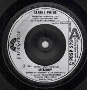 Elaine Paige - Memory - 7 Inch