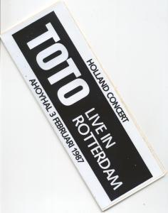 Toto - Ahoyal Rotterdam 3/2/87 - Sticker