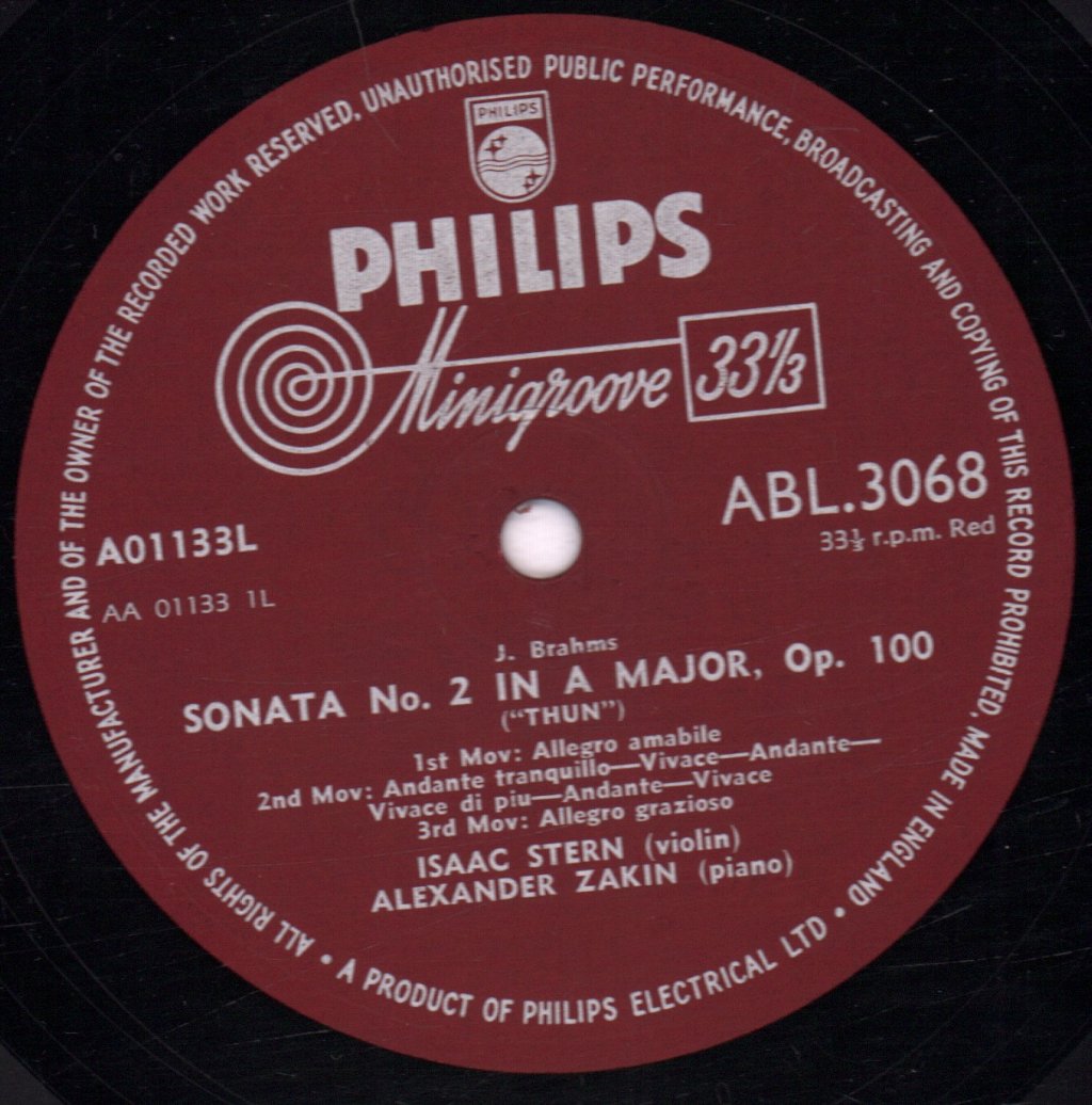 Isaac Stern - brahms Sonata No. 2 In A Major For Violin - Lp