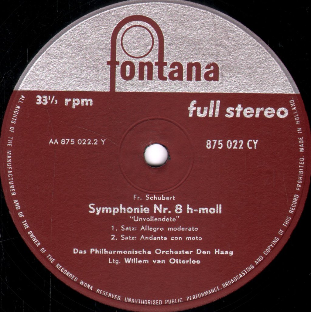 Hague Philharmonic Orchestra / Willem Van Otterloo - Beethoven - Symphony No.8 / Schubert - Symphony No.8 - Lp