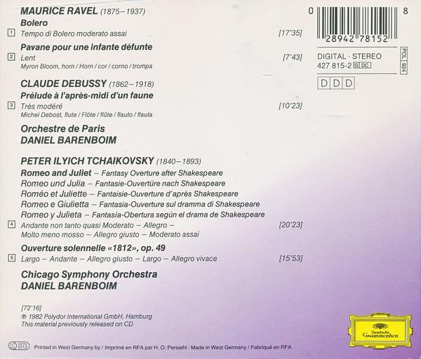 Daniel Barenboim - Bolero ● Pavane Pour Une Infante Défunte / Prelude Á L’Aprés-midi D’Un Faune / "1812" Overture ● Romeo & Juliet - Cd
