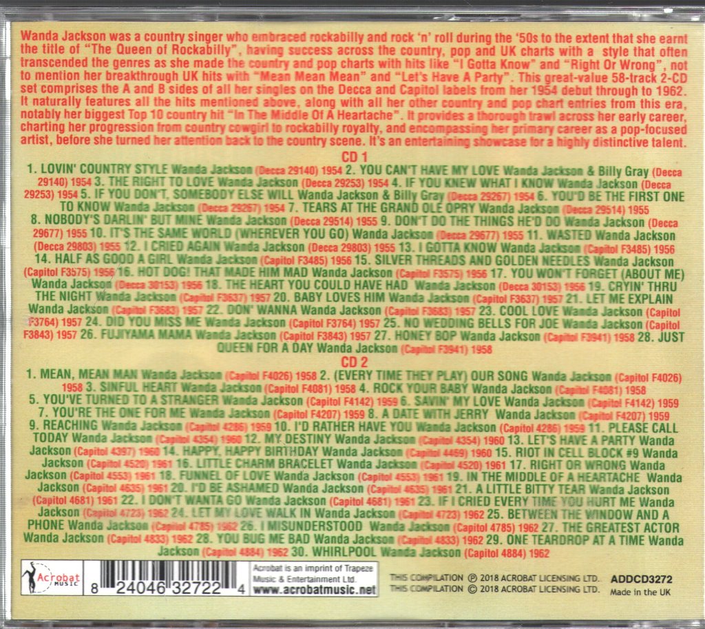 Wanda Jackson - Complete Singles As & Bs 1954-62 - Double Cd