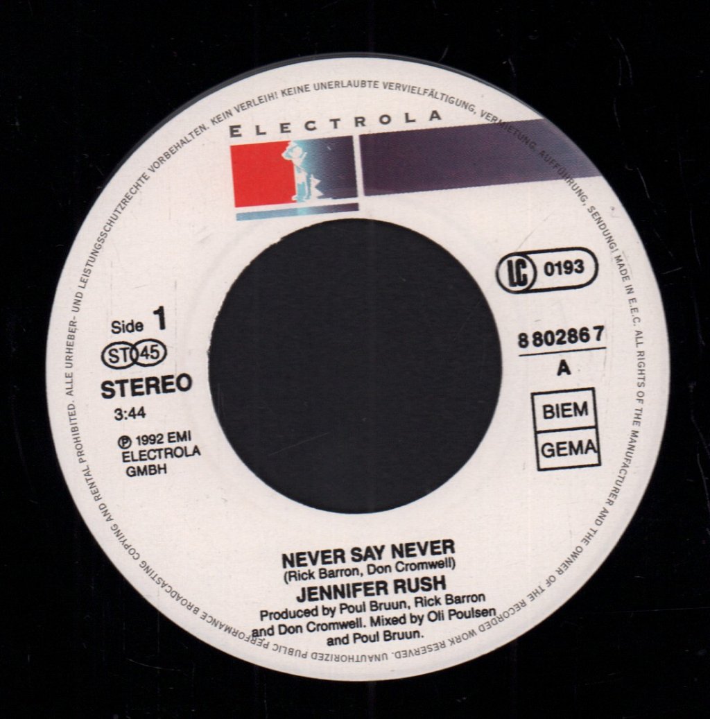 Jennifer Rush - Never Say Never - 7 Inch