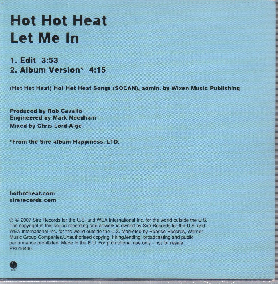 Hot Hot Heat - Let Me In - Cd