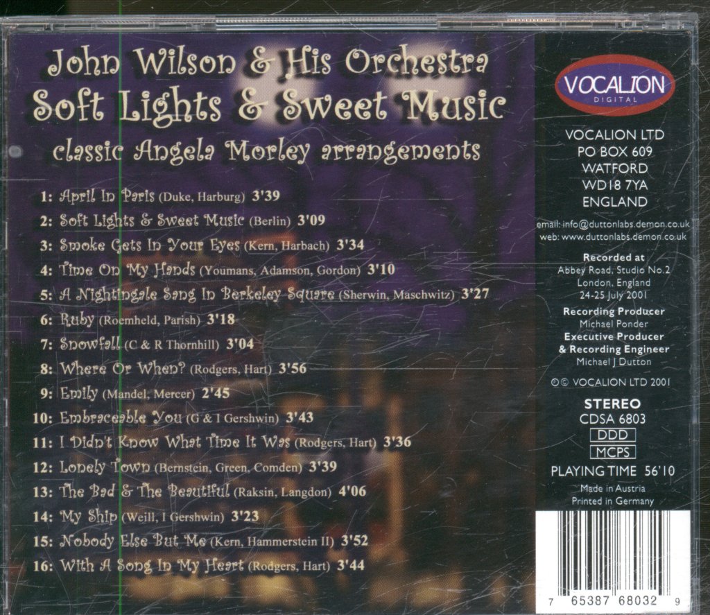 John Wilson and His Orchestra - Soft Lights & Sweet Music: Classic Angela Morley Arrangements - Cd