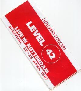 Level 42 - Ahoyhal Rotterdam 22-23/4/87 - Sticker
