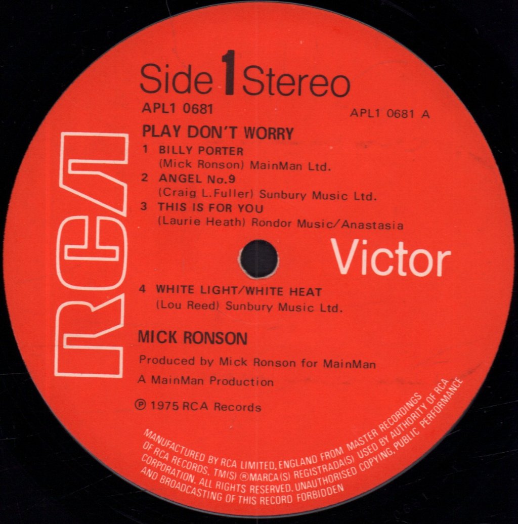 Mick Ronson - Play Don't Worry - Lp