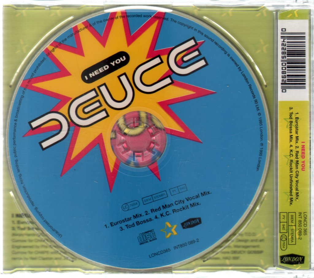 Deuce (Dance Artist) - I Need You - Cd
