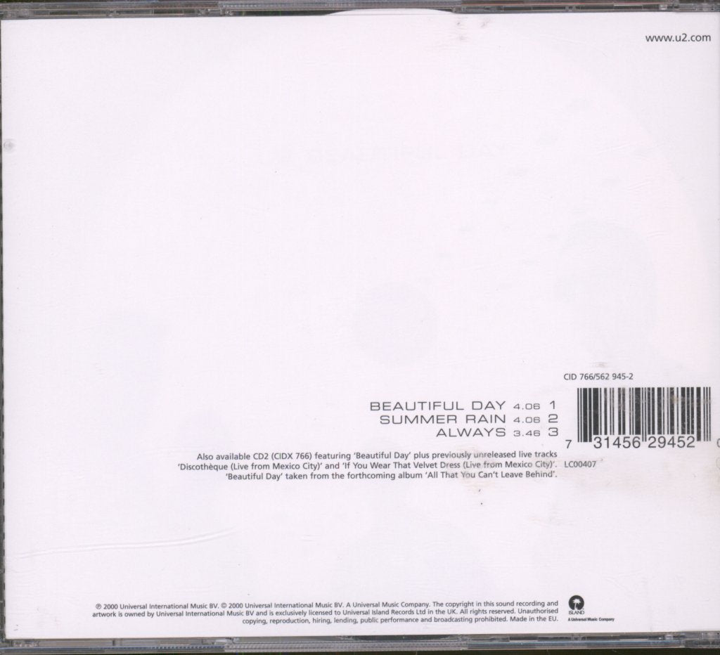 U2 - Beautiful Day - Cd