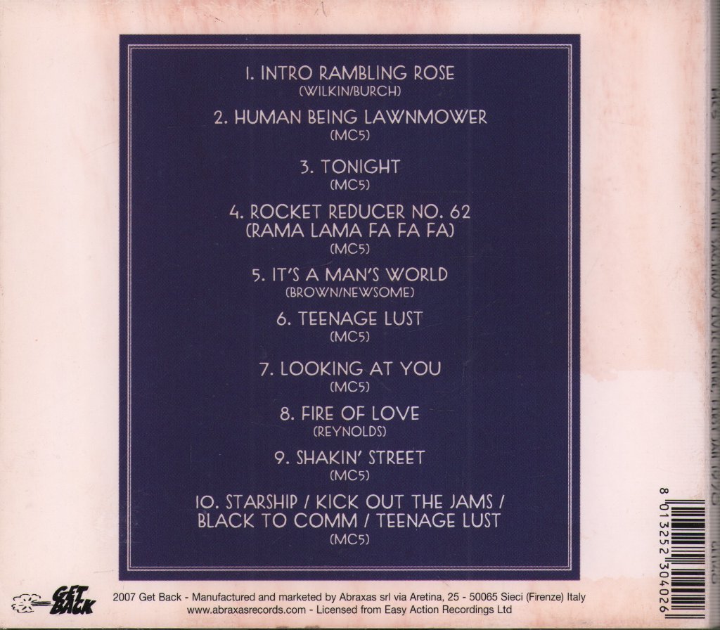 MC5 - Live At The Saginaw Civic Centre, First January 1970 - Cd