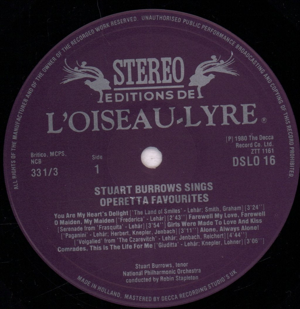 Stuart Burrows - Stuart Burrows Sings Operetta Favourites - Lp