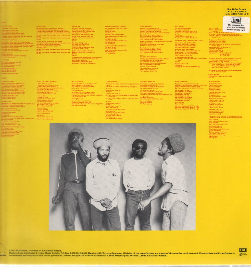 Bad Brains - Rock For Light - Lp