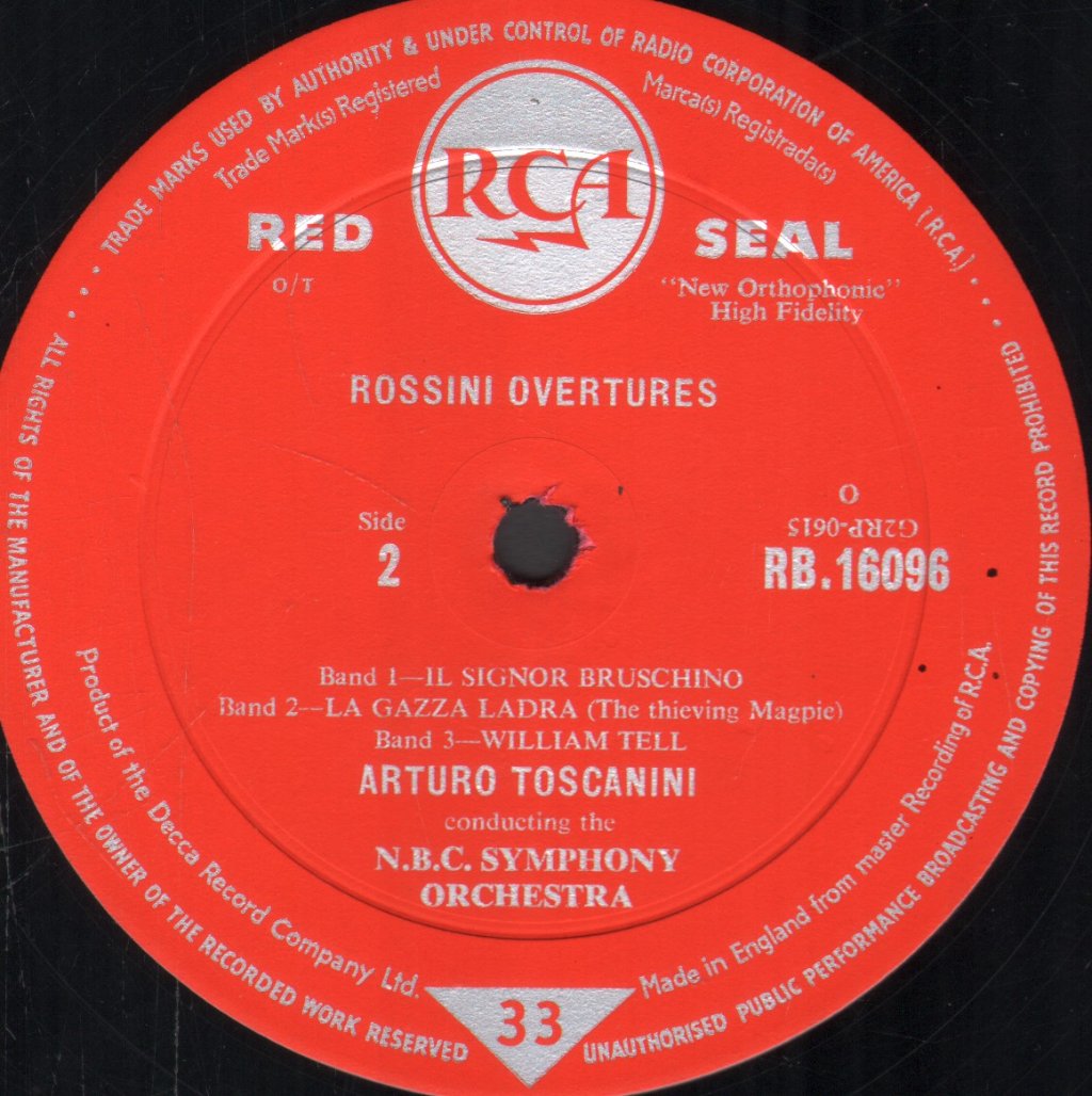 Arturo Toscanini / NBC Symphony Orchestra - Rossini Overtures - Lp