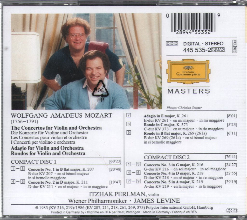 Itzhak Perlman - Mozart The 5 Violin Concertos - Double Cd