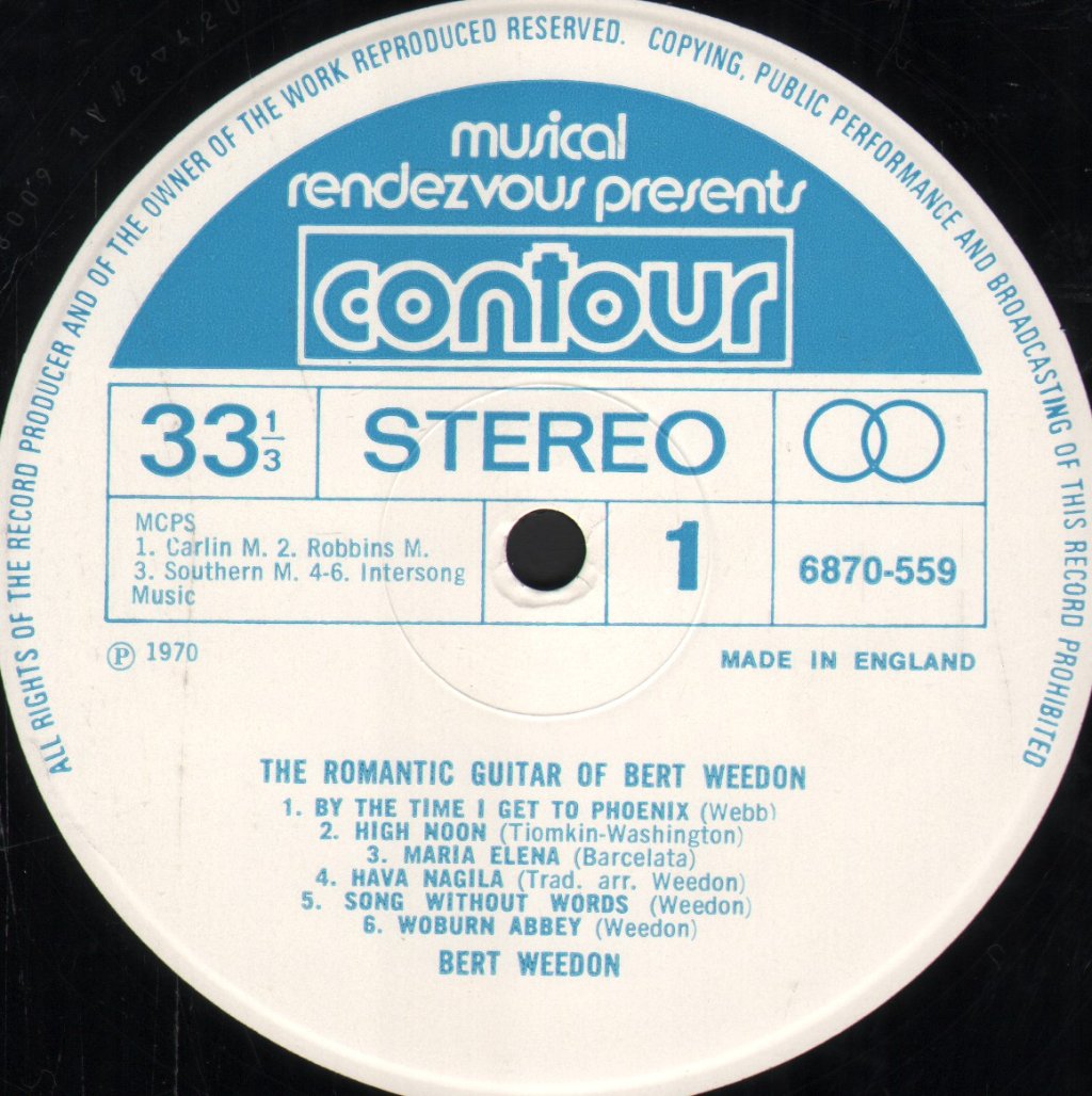 Bert Weedon - Romantic Guitar Of Bert Weedon - Lp