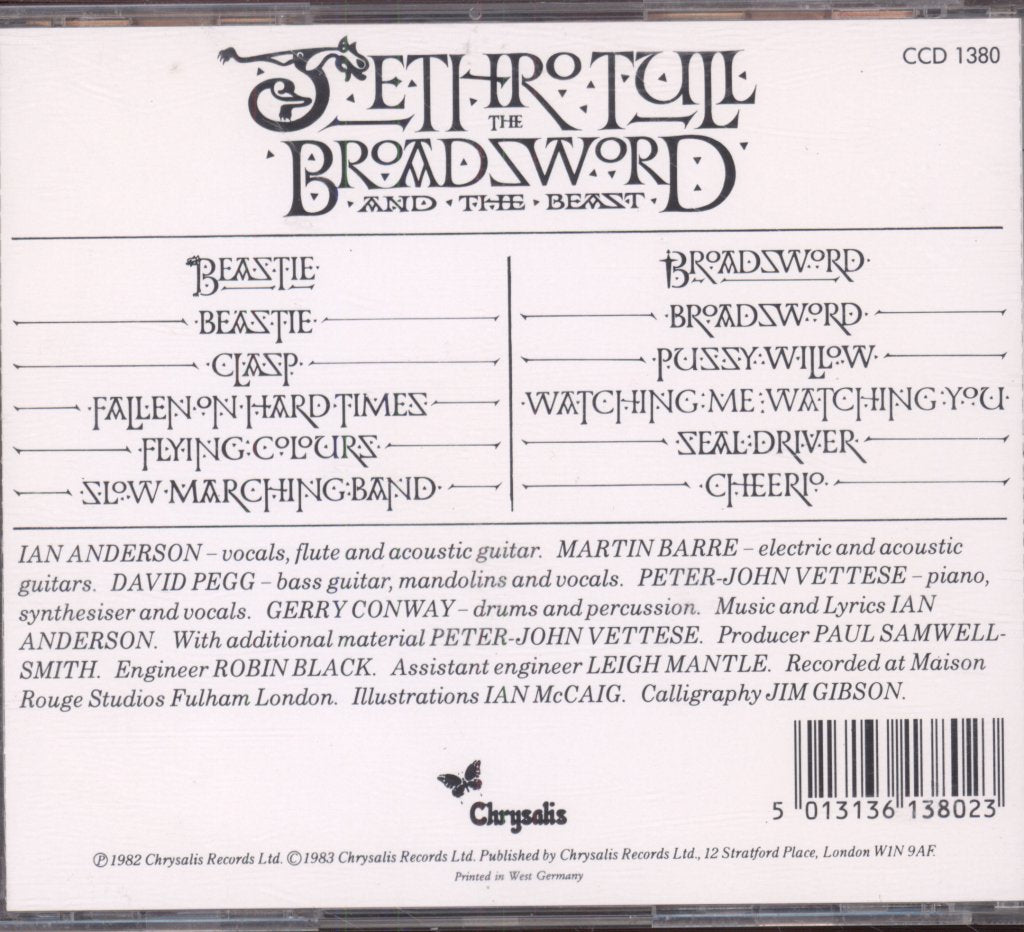 Jethro Tull - Broadsword And The Beast - Cd