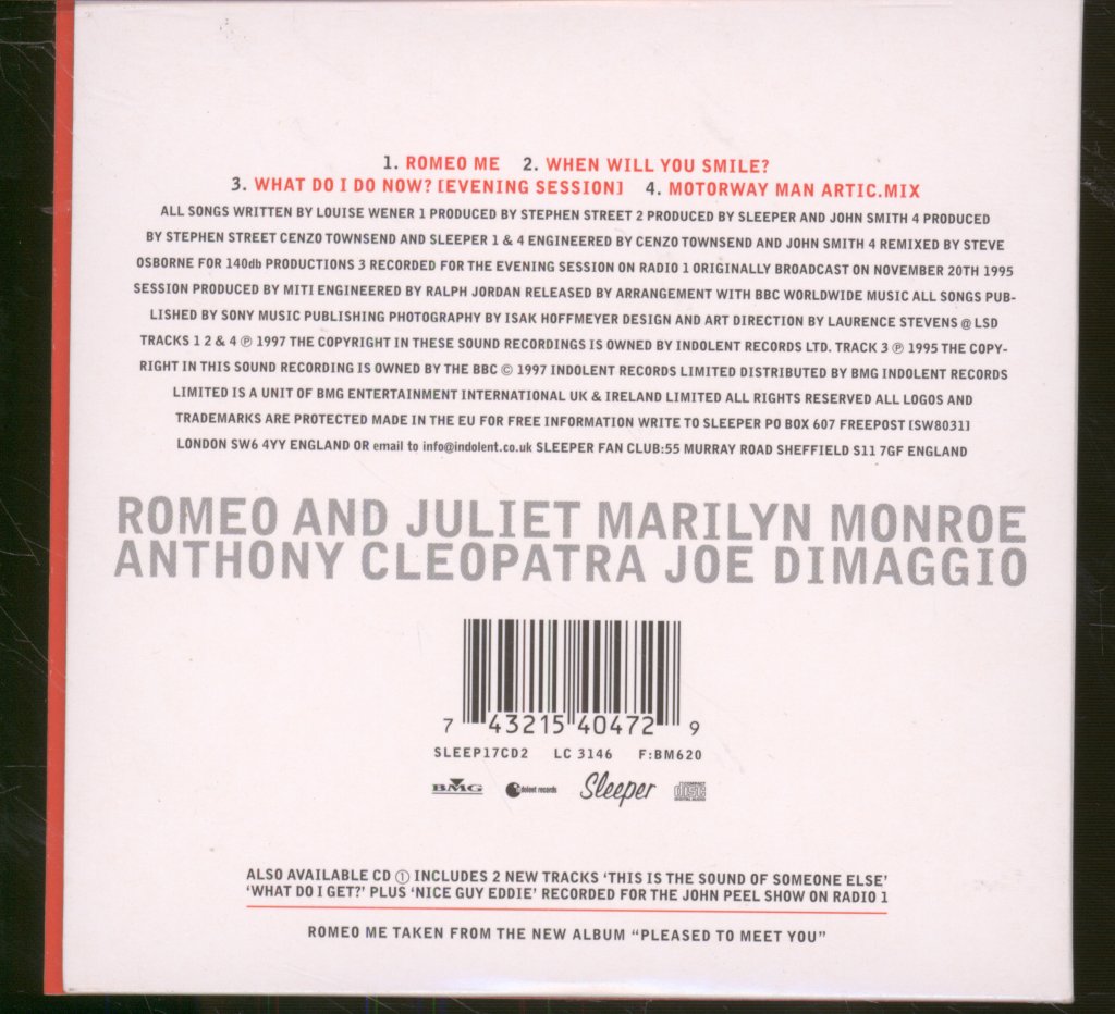 Sleeper - Romeo Me - Cd