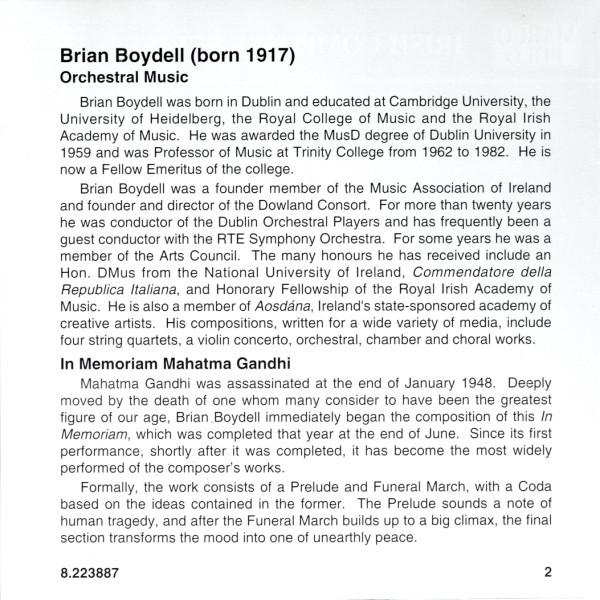 National Symphony Orchestra Of Ireland, Colman Pearce - Brian Boydell - In Memoriam Mahatma Gandhi / Violin Concerto / Masai Mara / Megalithic Ritual Dances - Cd