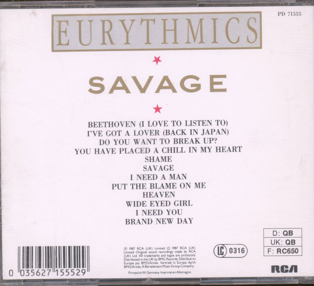 Eurythmics - Savage - Cd