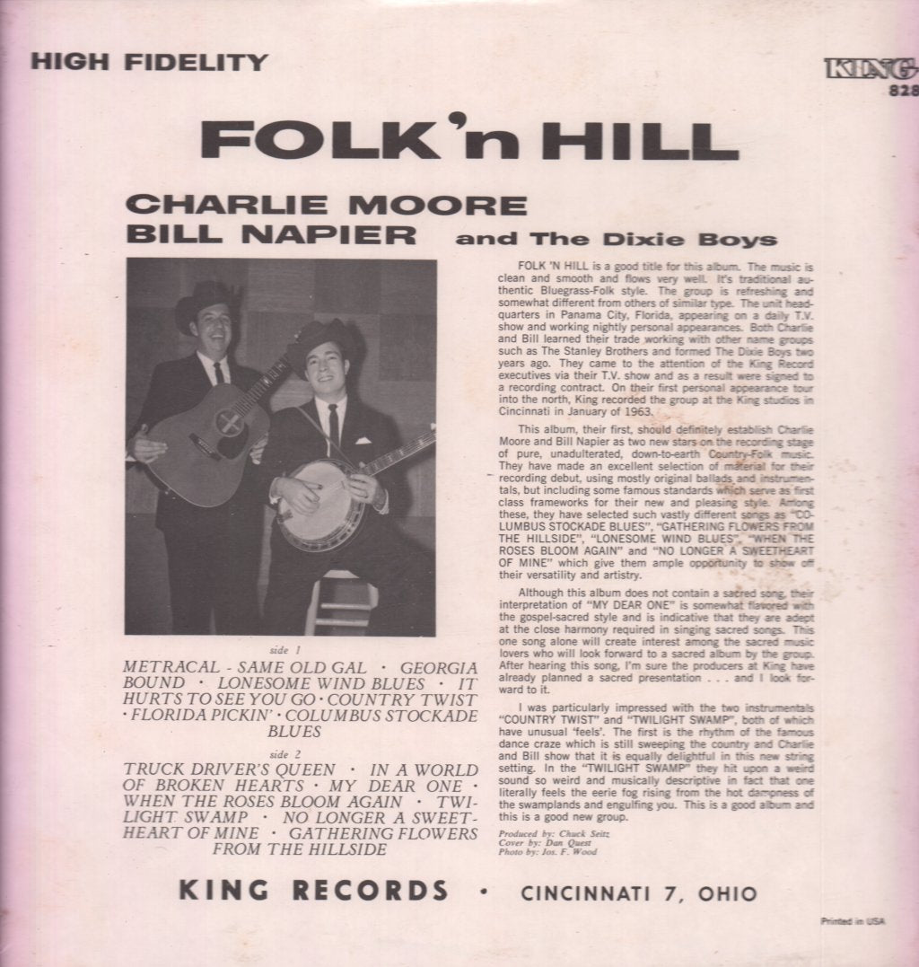 Charlie Moore Bill Napier And The Dixie Boys - Folk N Hill - Lp