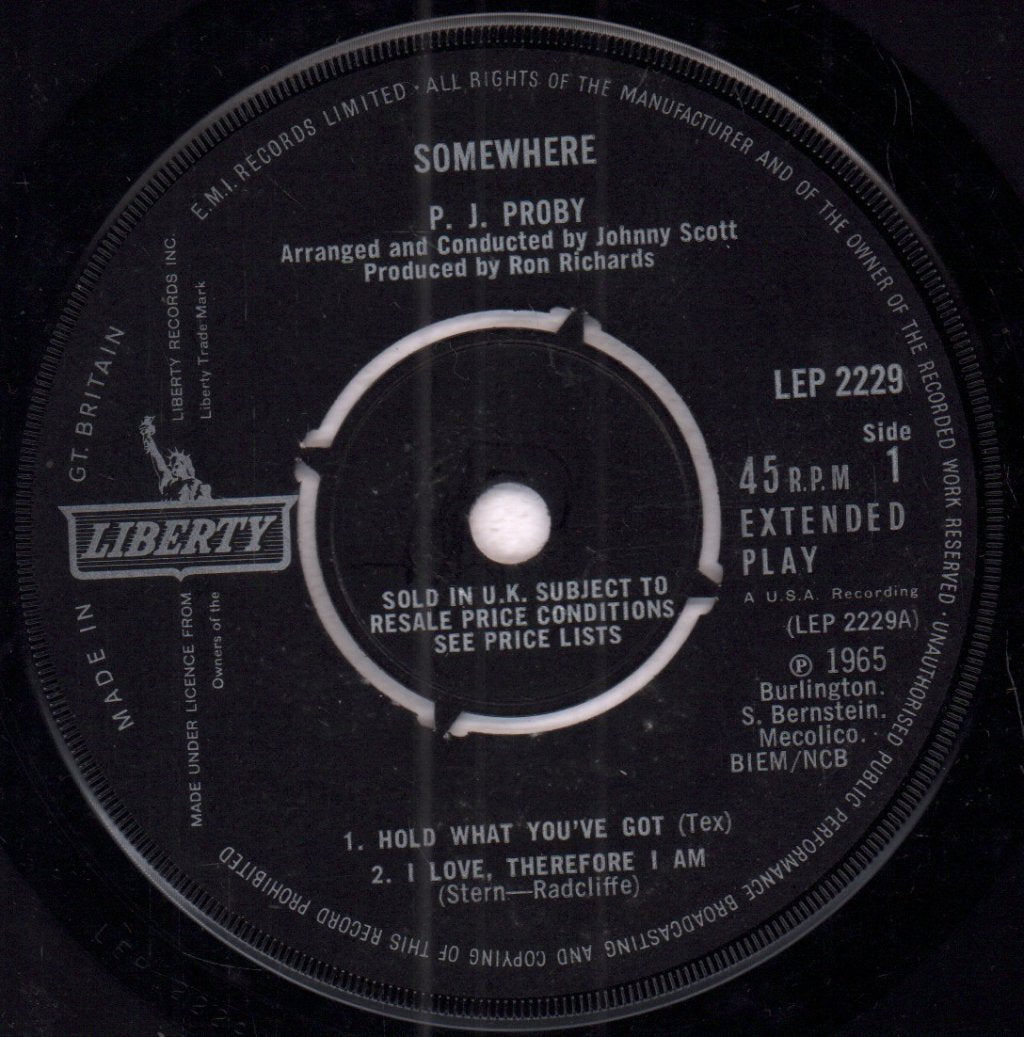 P.J. Proby - Somewhere - 7 Inch