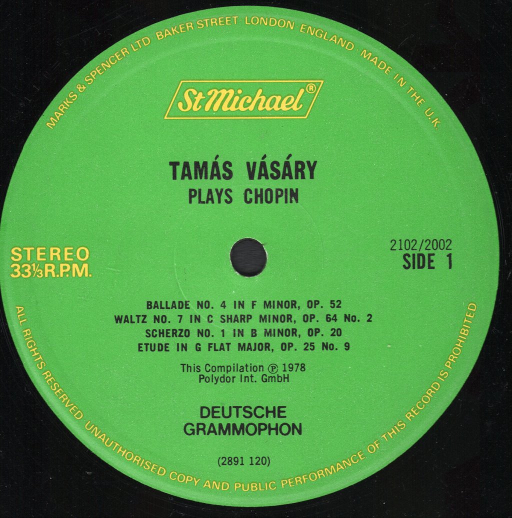 Tamas Vasary - Frederic Chopin - Piano Works - Lp