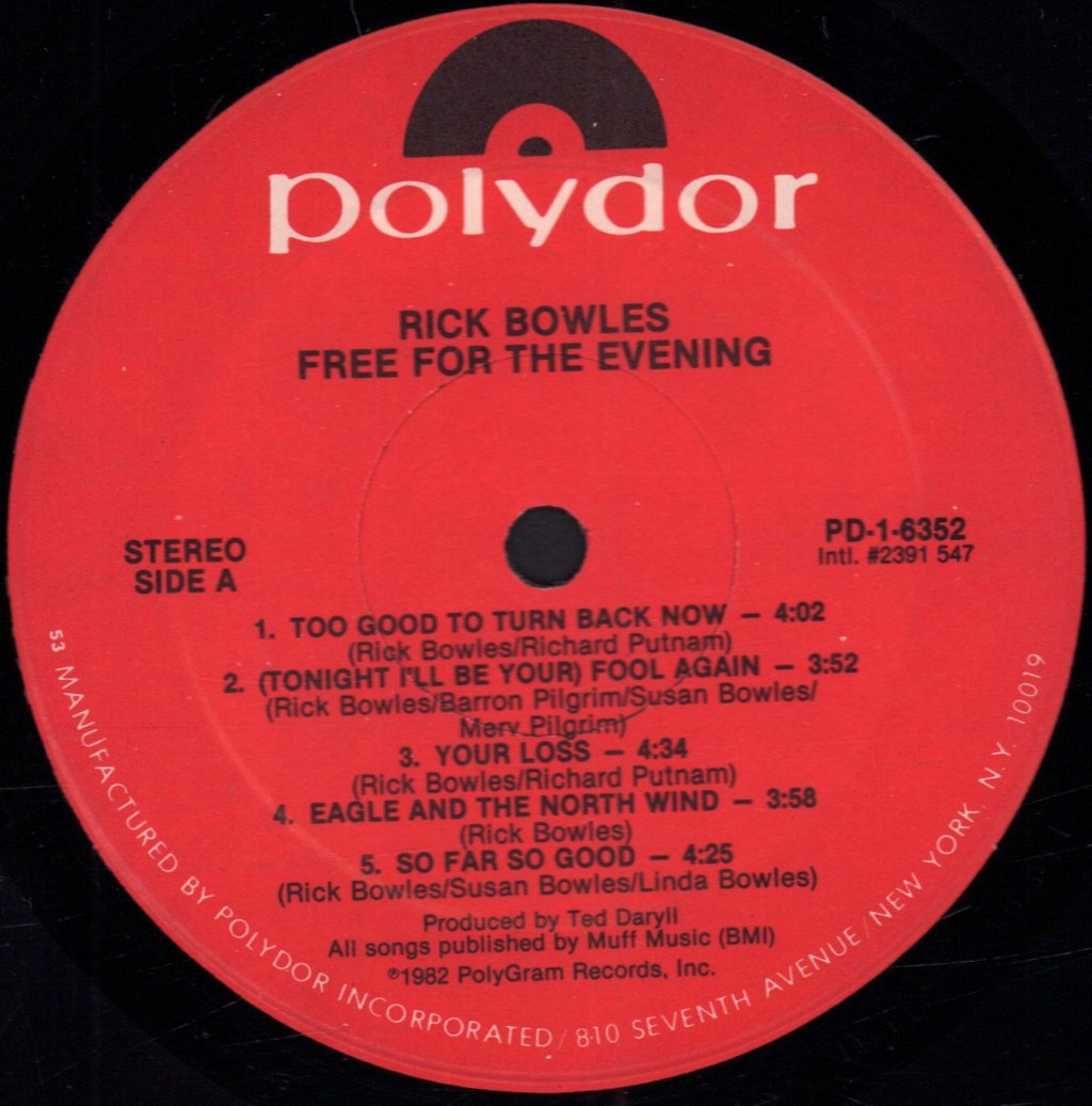 Rick Bowles - Free For The Evening - Lp