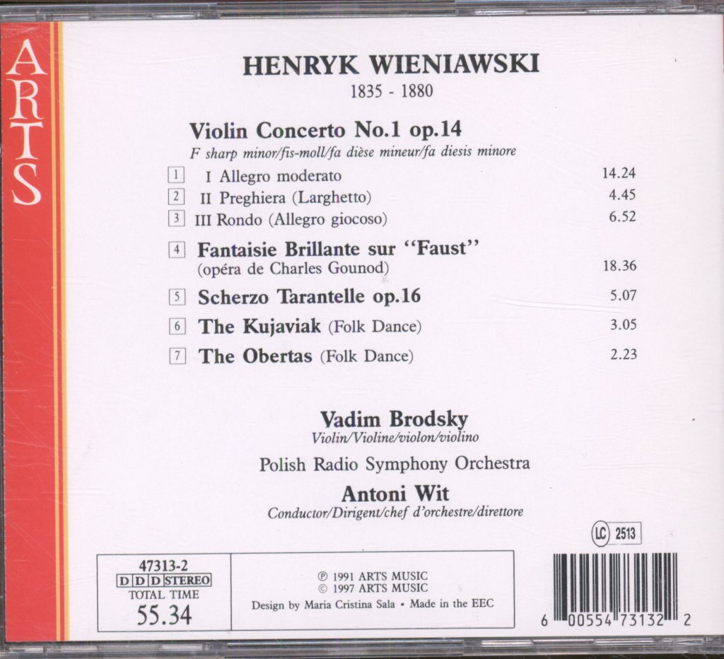 Vadim Brodsky, Polish Radio National Symphony Orchestra - Violin Concerto No. 1, Op. 14 / Fantasie Brillante Sur 'Faust' / Scherzo Tarantelle, Op. 16 / The Kujaviak / The Obertas - Cd