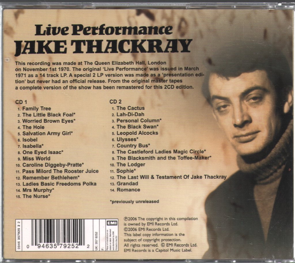 Jake Thackray - Live Performance - Double Cd