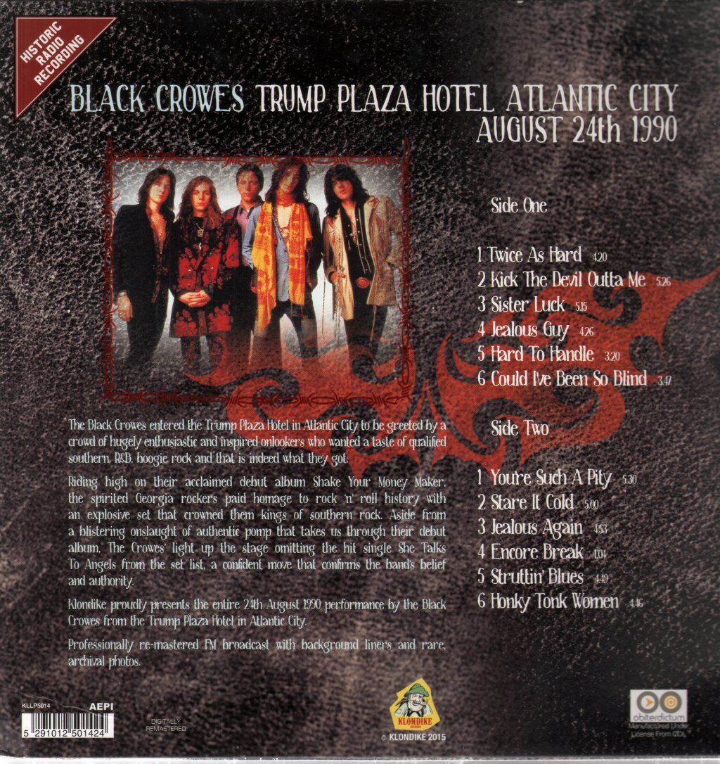 Black Crowes - Trump Plaza Hotel, Atlantic City 1990 - Lp