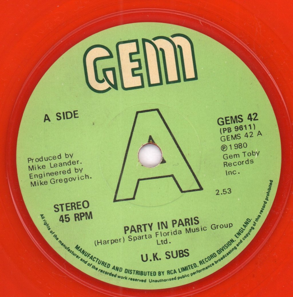 UK Subs - Party In Paris - 7 Inch