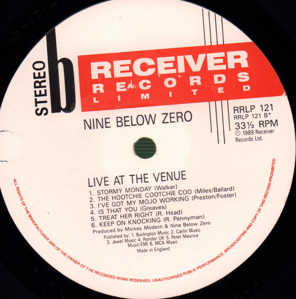 Nine Below Zero - Live At The Venue - Lp