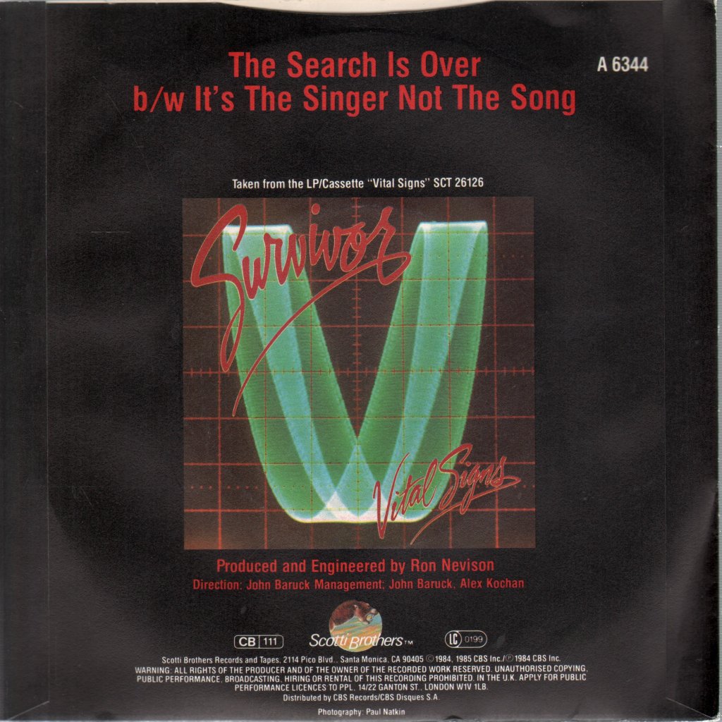 Survivor (AOR Group) - Search Is Over - 7 Inch